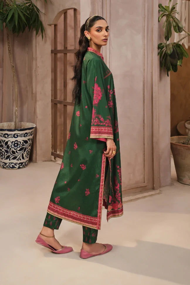 Manto Women's Ready to Wear Green Printed Co-ord Set with Urdu Calligraphy
