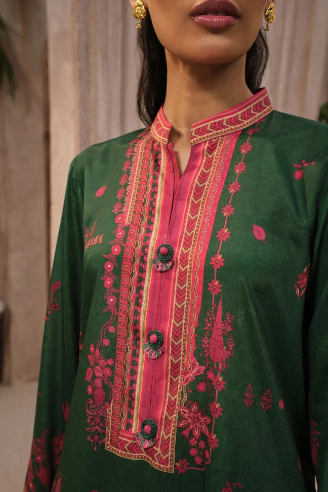 Manto Women's Ready to Wear Green Printed Co-ord Set with Urdu Calligraphy