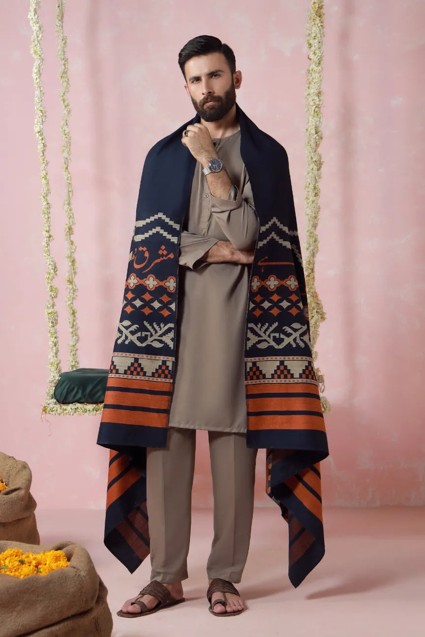 Aghaaz (আগাজ) Weaved Shawl - Blue