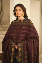 Shop Aashiyana Odhni, made from Cotton Silk in plum color, a printed odhni that features the words of Allama Iqbal.