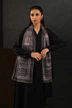 Manto Women's Silk Double Sided Black Saya Stole with Urdu Calligraphy