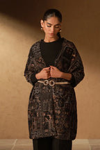 Qala (কলা) Velvet Stole - Black