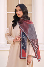 Manto's Unisex Maroon Double Sided Silk Stole with Urdu Calligraphy Paired with White Solid Co-Ord