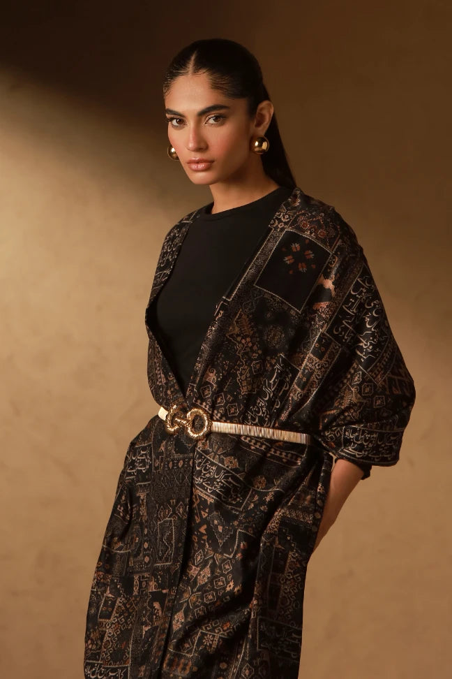 Qala (কলা) Velvet Stole - Black