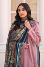 Manto's Unisex Blue Odhni with Urdu Calligraphy Paired with Pink Solid Co-Ord