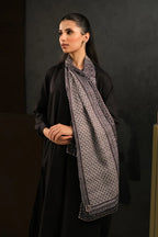 Manto Women's Silk Double Sided Black Saya Stole with Urdu Calligraphy