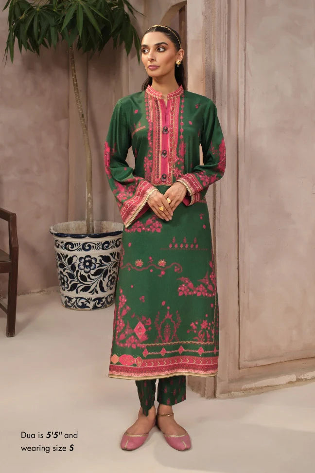 Manto Women's Ready to Wear Green Printed Co-ord Set with Urdu Calligraphy