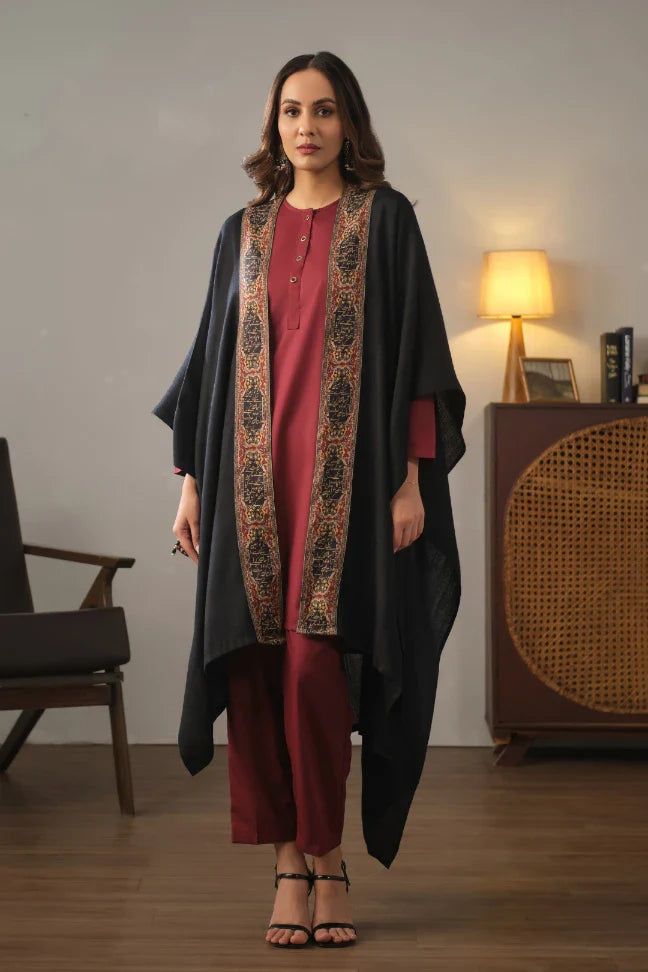 Manto's Unisex Black Acrylic Cape with Urdu Calligraphy