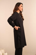 Manto Women's Ready to Wear Black 2 Piece Solid Co-Ord Set