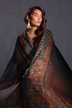 Women's Ready to Wear Printed Brown 3 Piece Set with Urdu Calligraphy