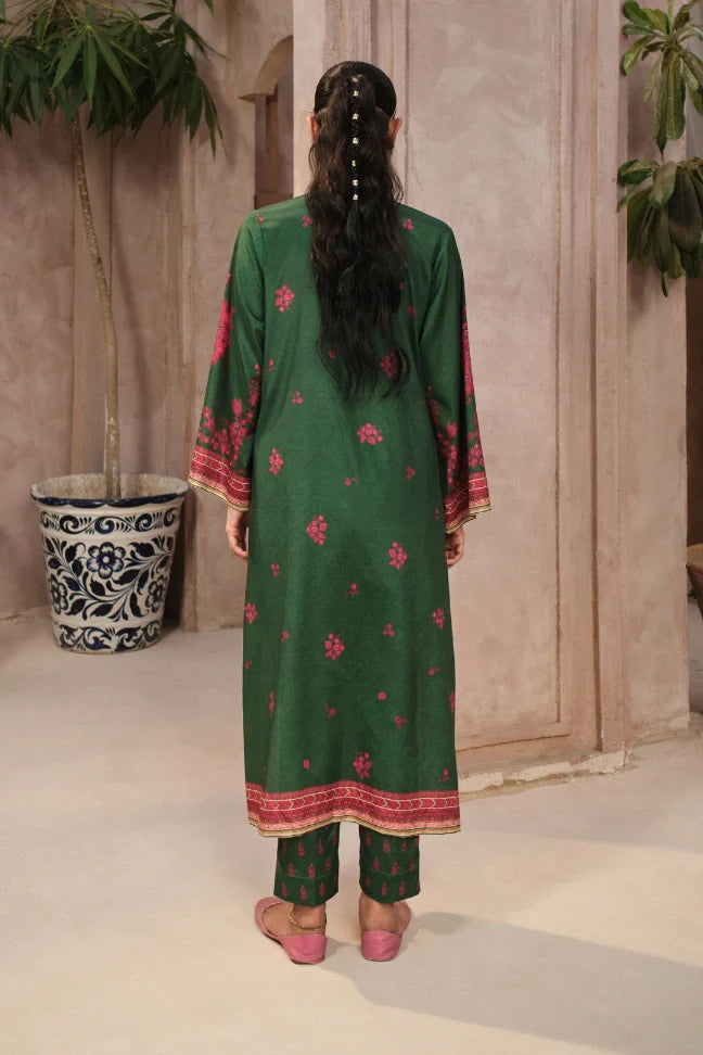 Manto Women's Ready to Wear Green Printed Co-ord Set with Urdu Calligraphy