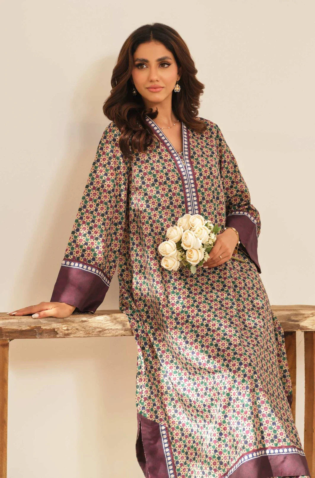 Manto Women's Printed Ready to Wear 2 Piece Ronaq Co-Ord Set with Urdu Calligraphy