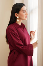 Shopmanto Women's Ready to Wear 2 Piece Matching Solid Ruby Red Co-Ord Set