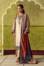 Manto Women's Beige Printed 3 Piece Co-Ord Set with Embellishments & Urdu Calligraphy