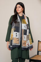 Shopmanto, wear manto, manto clothing brand, manto pakistan, ladies clothing brand, urdu calligraphy clothing, Wear manto crepe silk urdu calligraphy green and black safar scarf for men and women