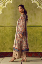 Manto Women's Beige Printed 3 Piece Co-Ord Set with Embellishments & Urdu Calligraphy