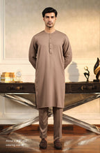 Manto Men's Grey Wash-n-wear Kurta Pajama Set