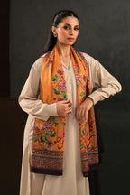 Manto Women's Crinkled Silk Mustard Rania Scarf Featuring Urdu Words