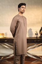 Manto Men's Grey Wash-n-wear Kurta Pajama