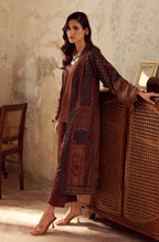 Manto Women's Ready to Wear Brown Outerwear Long Shrug with Urdu Calligraphy