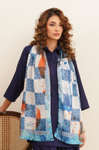 Manto Women's Double sided Blue Riwayat Stole with Urdu Calligraphy