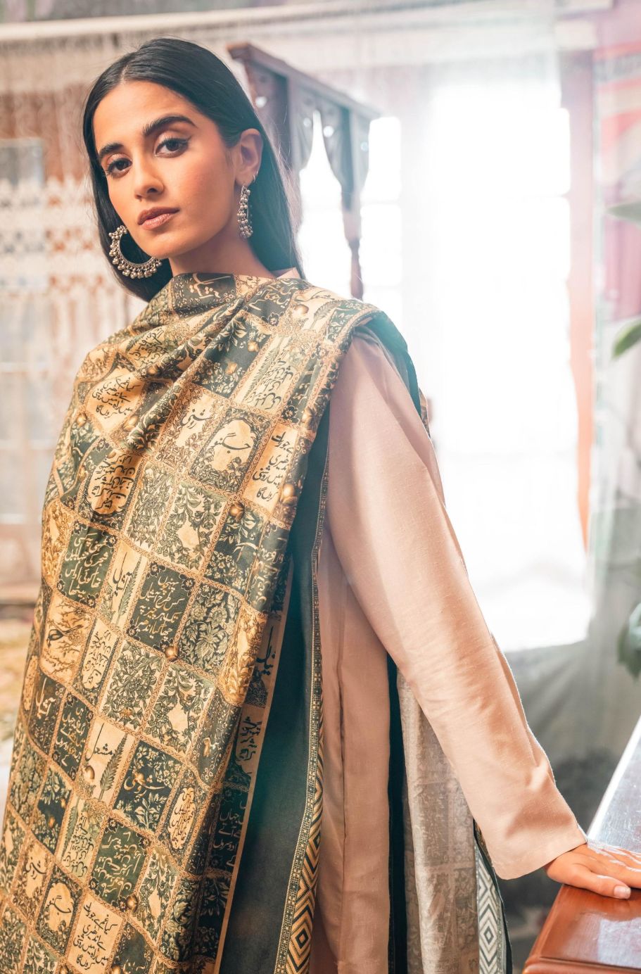 Shopmanto, wear manto, manto clothing brand, manto pakistan, ladies clothing brand, urdu calligraphy clothing, wear manto, urdu calligraphy unisex brown royal green jugnu odhni dupatta, urdu dupatta