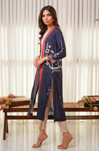 Shopmanto, wear manto, manto clothing brand, manto pakistan, ladies clothing brand, urdu calligraphy clothing, wear manto shades of dusk women front open upper cape sooraj shrug with urdu calligraphy