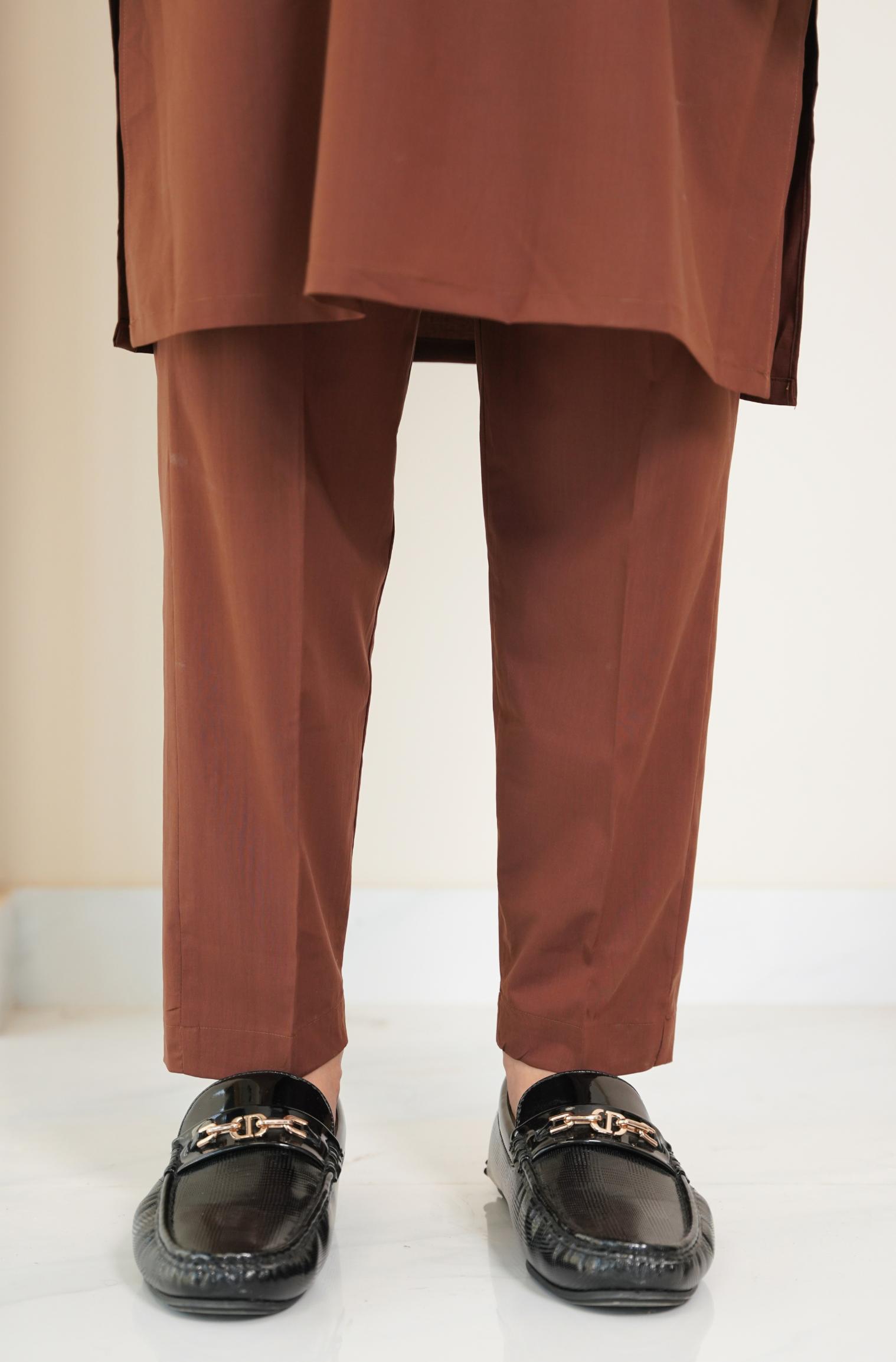 Shopmanto, wear manto, manto clothing brand, manto pakistan, ladies clothing brand, urdu calligraphy clothing, wear manto men's wear solid 2 piece cocoa brown lucknow kurta pajama, manto wash n wear lucknow kurta pajama