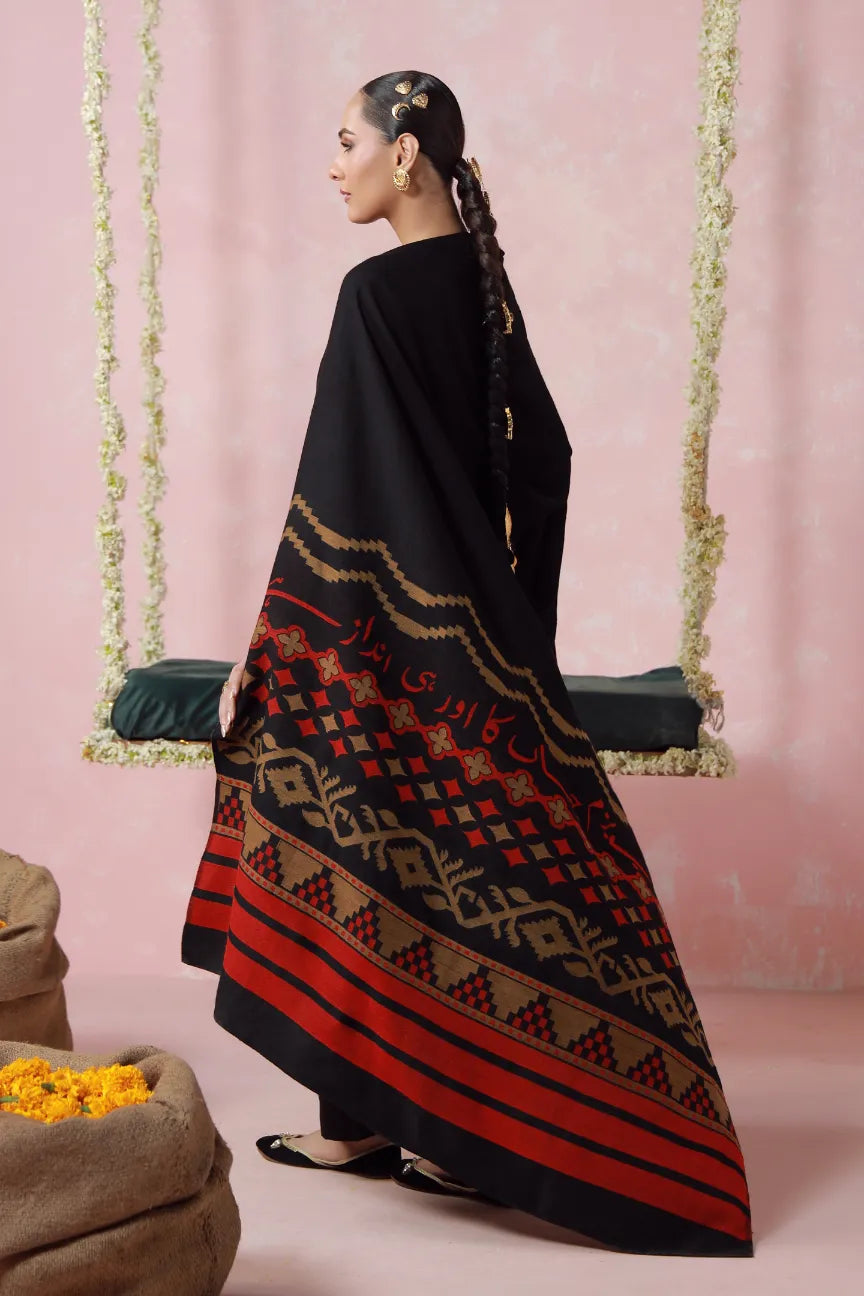 Aghaaz (আগাজ) Weaved Shawl - Black