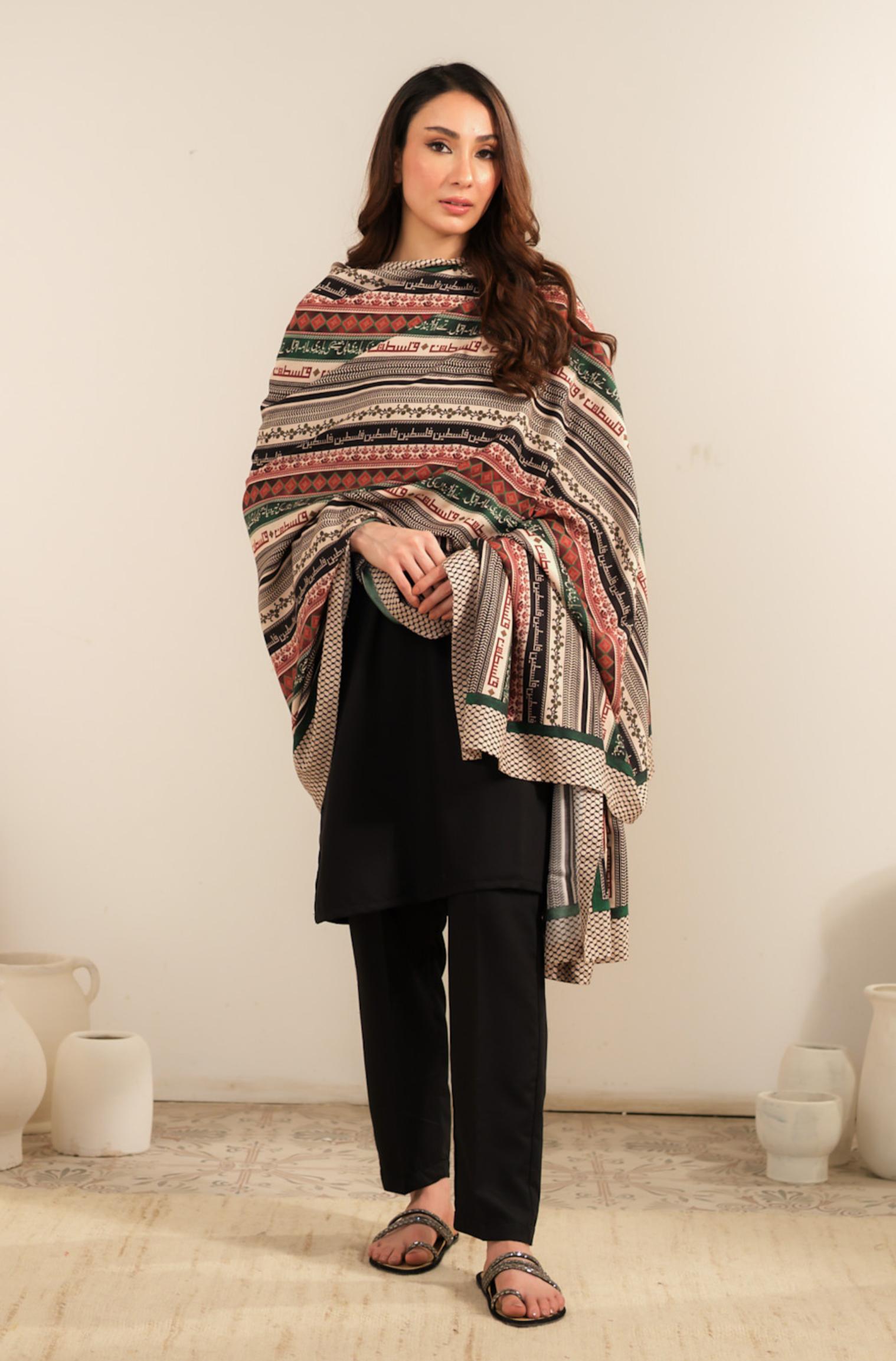 Manto's Unisex Intifada'a Odhni featuring Urdu Calligraphy