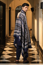 Manto's Unisec Blue & White Shawl with Urdu Calligraphy