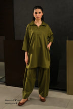 Manto Women's Ready to Wear 2-Piece Olive Green Co-Ord Set