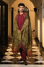 Manto's Unisex Green Gumaan Odhni with Urdu Calligraphy