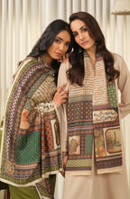 Manto Women's Beige Pakistan Day Scarf & Odhni with Urdu Calligraphy