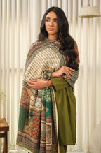 Manto Women's Beige Pakistan Day Scarf & Odhni with Urdu Calligraphy