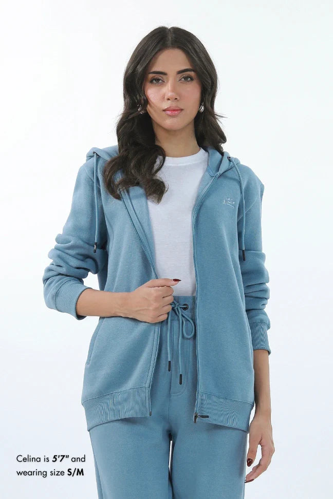 Zipper Hoodie - Mist Blue