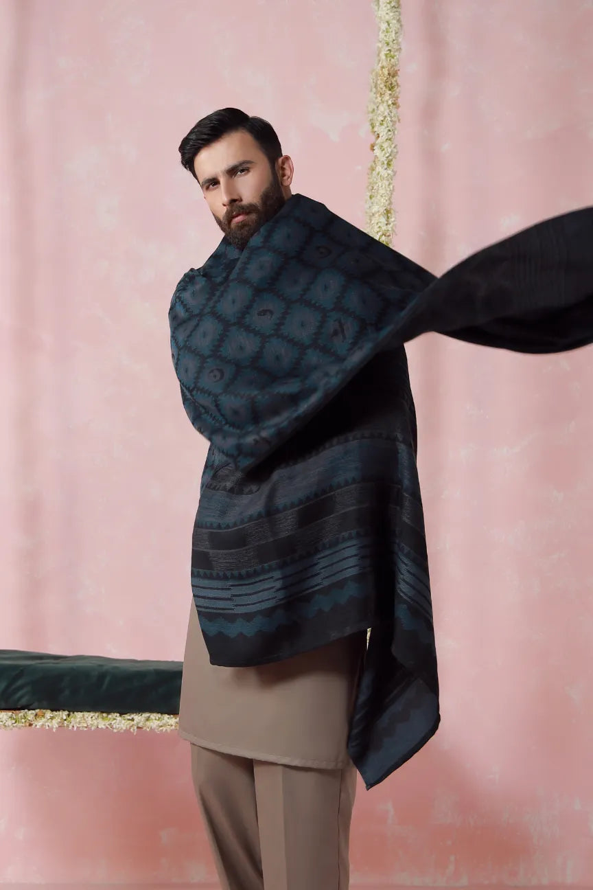 Parwana (আকুলপ্রাণ) Weaved Shawl - Teal