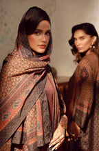 Manto Women's Brown Scarf with Urdu Calligraphy