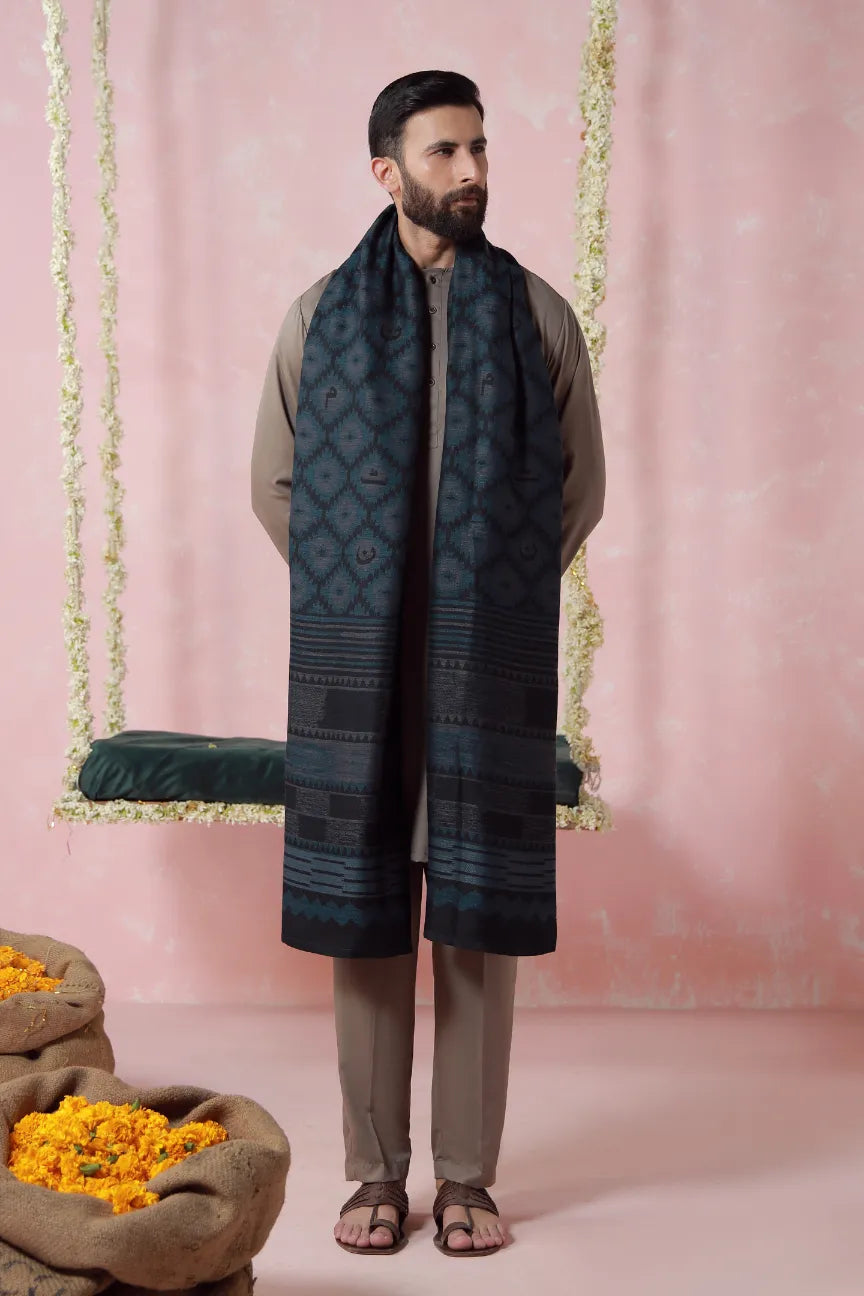 Parwana (আকুলপ্রাণ) Weaved Shawl - Teal