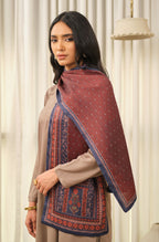 Manto Women's Maroon Double Sided Stole with Urdu Calligraphy