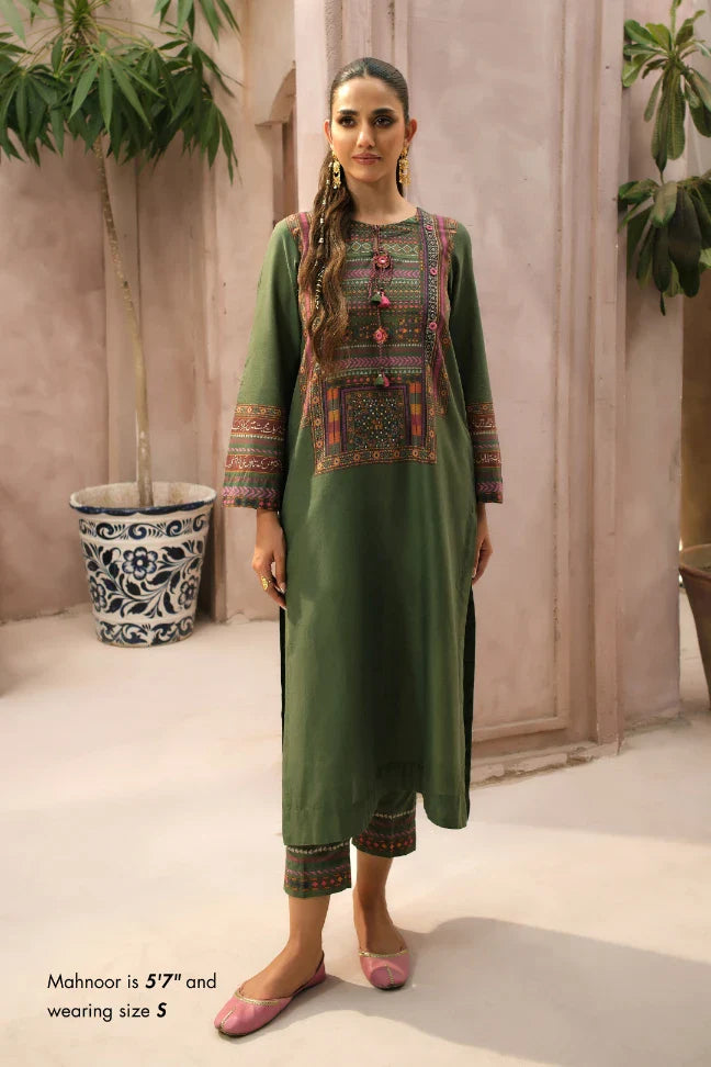 Manto Women's Ready to Wear Green 2 Piece Co-Ord Set with Urdu Calligraphy