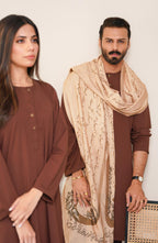 Shopmanto, wear manto, manto clothing brand, manto pakistan, ladies clothing brand, urdu calligraphy clothing, wear manto men's wear solid 2 piece cocoa brown lucknow kurta pajama, manto wash n wear lucknow kurta pajama
