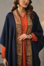 Manto's Unisex Blue Acrylic Cape with Printed Borders
