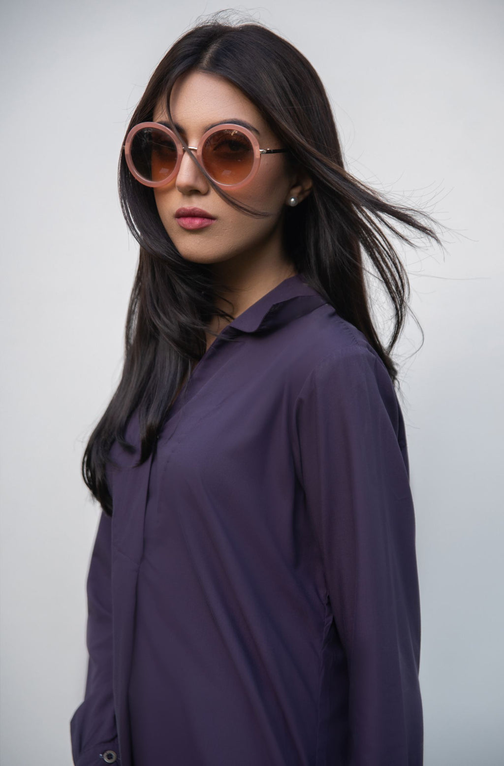 Shopmanto, wear manto, manto clothing brand, manto pakistan, ladies clothing brand, urdu calligraphy clothing, wearmanto women's collection wash n wear 2 piece solid deep purple colour kurta and pajama mira set, women 2 piece solid coord set