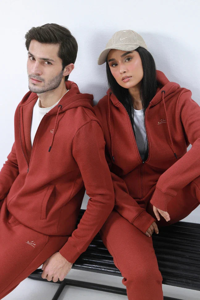 Zipper Hoodie - Brick Rust