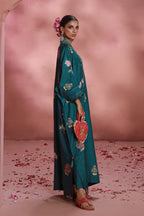 Manto Women's Ready to Wear Teal Kaftaan 2 Piece Set