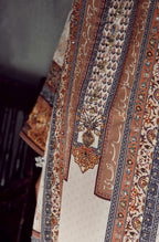 Manto Women's 3 Piece Charmeuse Silk Golden Zareena Set with Hand Embellishments and Urdu Calligraphy