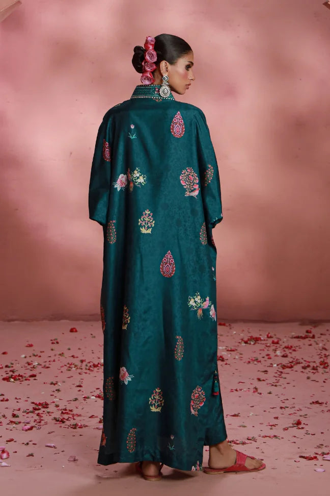 Manto Women's Ready to Wear Teal Kaftaan 2 Piece Set