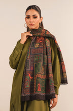 Manto Women's Black Printed Scarf with Urdu Calligraphy