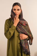 Manto Women's Black Printed Scarf with Urdu Calligraphy